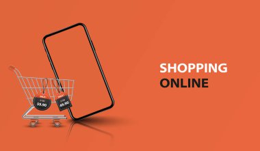 Çevrimiçi alışveriş kavramı, akıllı telefon çevrimiçi mağazası, vektör illüstrasyonu