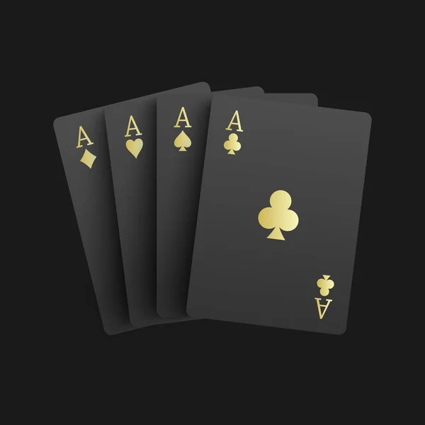 Zwarte Vier Azen Poker Kaart Vector Illustratie — Stockvector