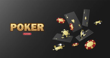 Poker oyunu casiono çevrimiçi, İnternet için web arkaplan şablonu, vektör illüstrasyonu