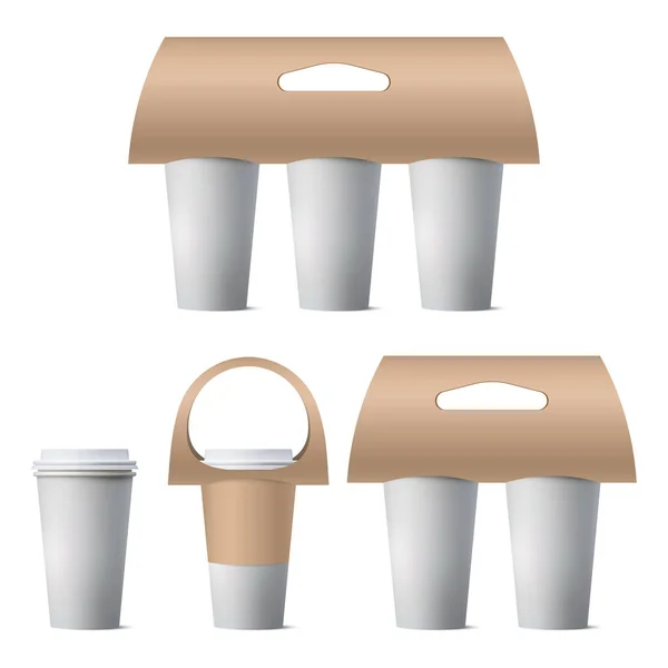 Set Porta Tazze Caffè Isolato Sfondo Bianco Illustrazione Vettoriale — Vettoriale Stock