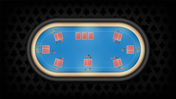Poker Tafel Groene Doek Donkere Achtergrond Vector Illustratie — Stockvector