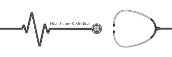 Realistischer Stethoskop Weißer Hintergrund Gesundheitskonzept Vektorillustration — Stockvektor