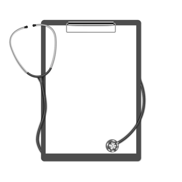 Clipboard Stethoscope Medical Healthcare Concept Vector Illustration —  Vetores de Stock