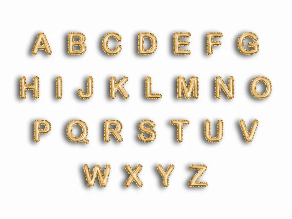 Balões Metálicos Texto Ouro Alfabeto Dourado Letra Ilustração Vetor — Vetor de Stock
