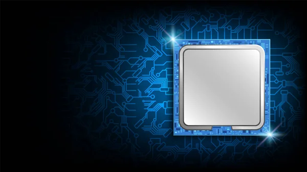 Microprocesseur Futuriste Avec Lumières Sur Fond Bleu Micropuce Cpu Fond — Image vectorielle
