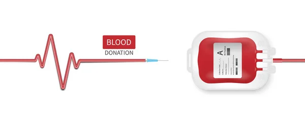 Konsep Donasi Darah Tas Darah Terisolasi Pada Latar Belakang Putih - Stok Vektor