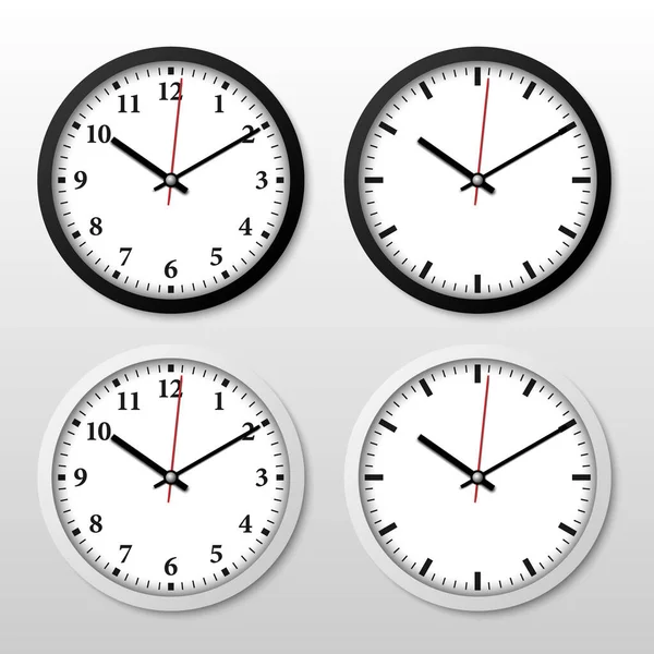 Minimal Black White Wall Clock Isolated White Background Vector Illustration — Stock vektor