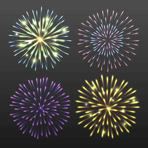 Festive Firework Dark Background Vector Illustration — Stock vektor