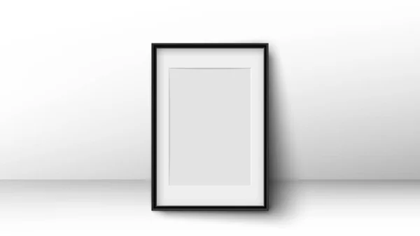 Blank Photo Frame Wall Mockup Empty Board Photoframe Shadow Vector — Stok Vektör