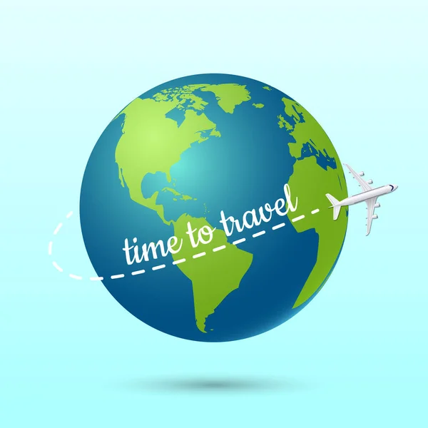 Earth Plane Time Travel World Concept Vector Illustration — Διανυσματικό Αρχείο