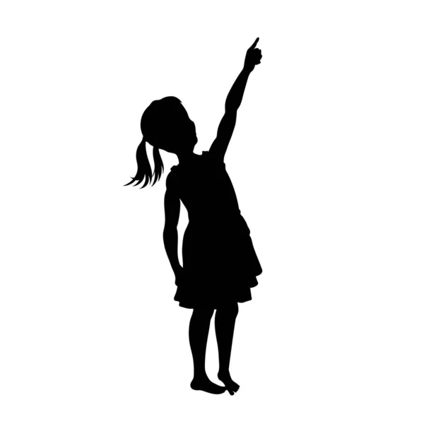 Girl Dress Show Black Silhouette Hand Kid Isolated Child Looking — Image vectorielle