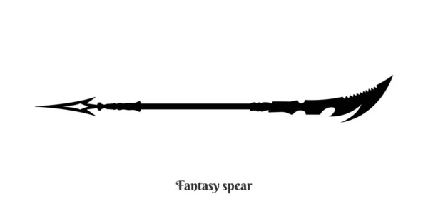 Fantasy Spear Black Silhouette Isolated Dark Knight Weapon Medieval Warrior — Vettoriale Stock