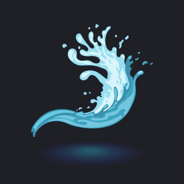 Su dalgası oyun varlığı. Çizgi film su sıçratıyor. 2D girdap. Sıvı dalgalanması. Vektör illüstrasyonu