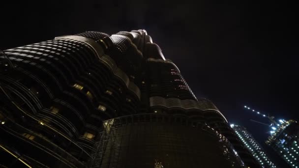 Burj Khalifa di malam hari — Stok Video