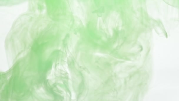 Green paint splashes in water — Stock Video