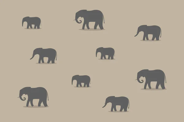 Pack Elephants Walking Savannah Vector Illustration — Stock Vector