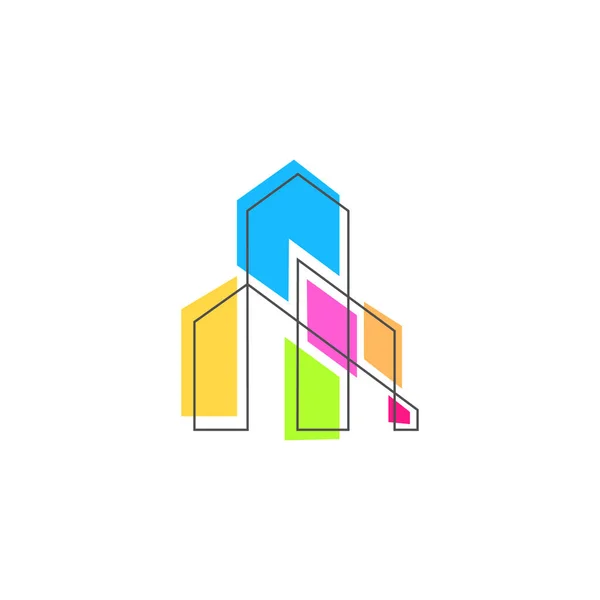 Абстрактний Веселий Архітектурний Дизайн Логотипу Барвиста Мінімалістична Піктограма Будівлі — стоковий вектор