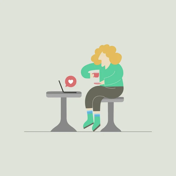 Kahve zamanı grafik çizimi. Adam kahve vektörü illüstrasyon tasarımının keyfini çıkarıyor. Adam güzel bir günde kahve içiyor..