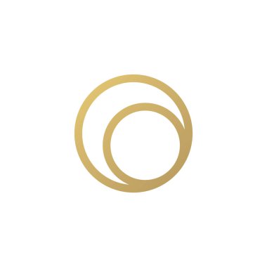 Basit dairesel altın ikon tasarımı. Altın yüzük mücevher vektörü çizimi.