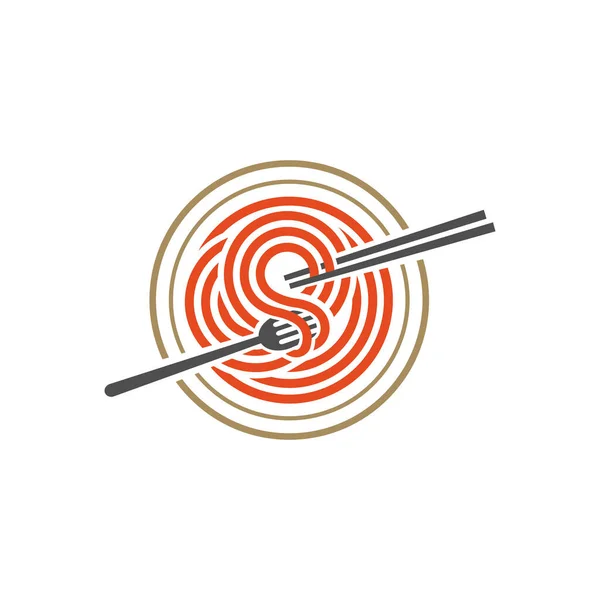 Bir kase ramen logosu. Basit baharatlı erişte ikonu tasarımı çizimi.