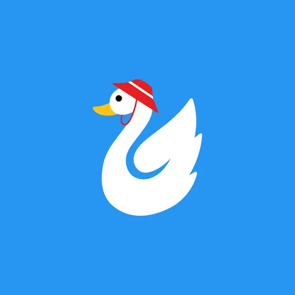 Beyaz kuğu logosu tasarımı. Oyuncu kuğu karakter vektör illüstrasyonuName.