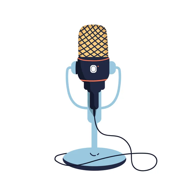 Radyo mikrofonu. Radyo günü vektör simgeleri. Podcast. Beyaz arkaplanda vektör düz çizim, simge, logo tasarımı izole edildi. el çizimi