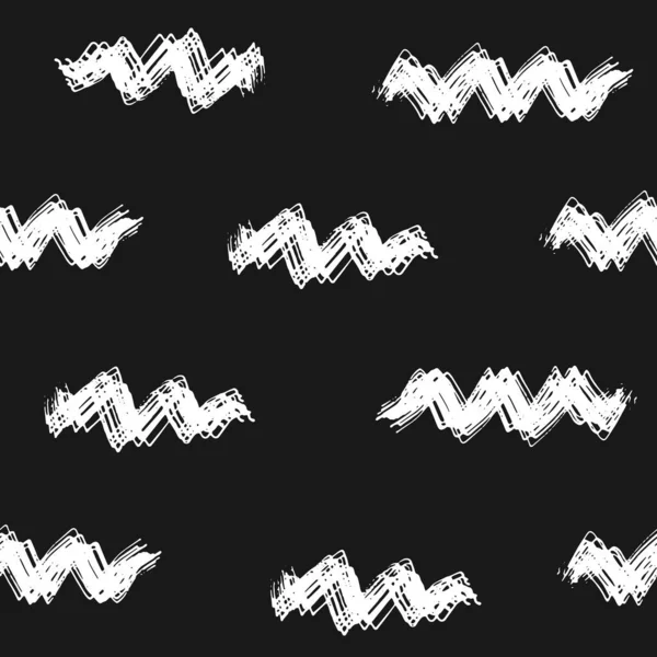 Hand getekend geschilderd naadloze geometrische patronen set. Vector illustratie zigzag. zwart wit. — Stockvector