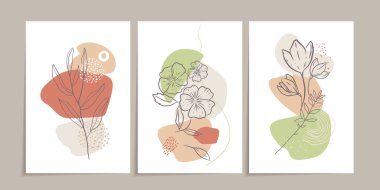 Mağara kazıcılarının en az çiçek çizgileri. Modern soyut arka plan şekilleri. Moda tasarımı. Pastel renk paleti. el çizimi