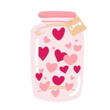 Kalpli kavanoz, beyaz üzerine aşk alıntısı parlak sevgililer günü için, aşk ilanı