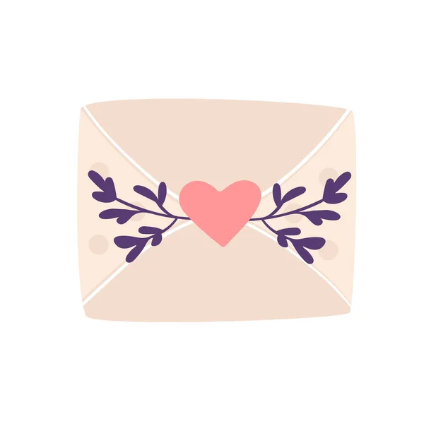 Vector envelopes with pink heart Festive heart confetti. Valentines day vector illustration for design. — Vetor de Stock