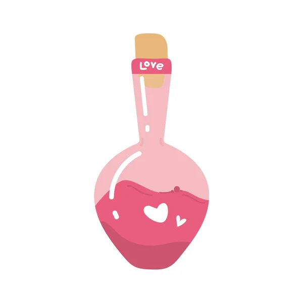 Love Potion Flask Hearts Icon Flat Style Isolated White Background — Image vectorielle
