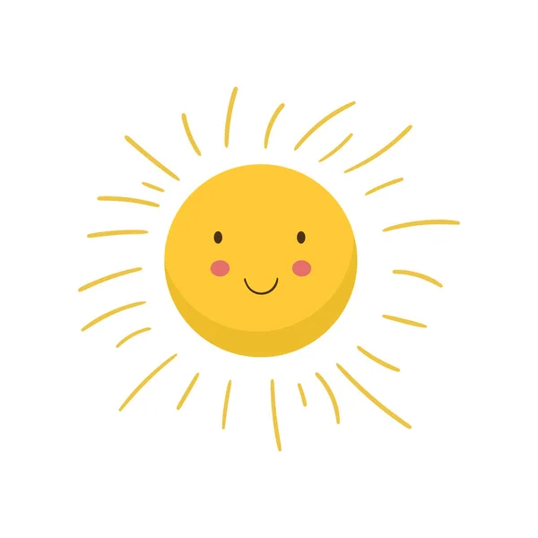 Cut Sun icon vector for your web design, logo. illustration. cartoon flat. the sun is smiling — Stock Vector