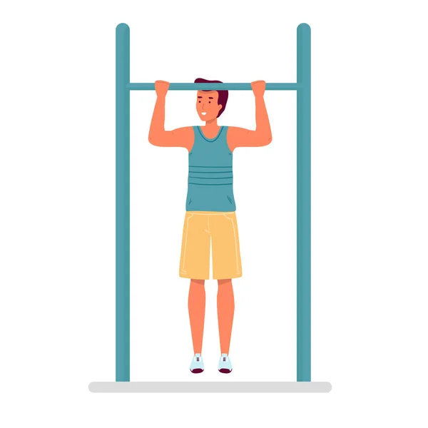 Man Workout Pull Bar Υπαίθρια Fitness Lifestyle Απεικόνιση Φορέα Του — Διανυσματικό Αρχείο