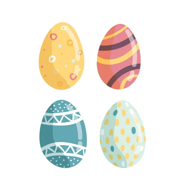 Conjunto de huevos de Pascua aislados en blanco — Vector de stock