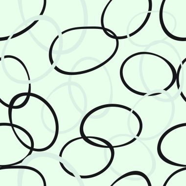 Yüzüklerden, vektör illüstrasyonundan, düzensiz dairelerden, kıyafet baskısı arka planından, siyah beyaz