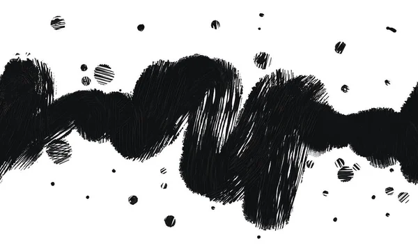 Black strokes, brush blots on a white background. — Stock Photo, Image