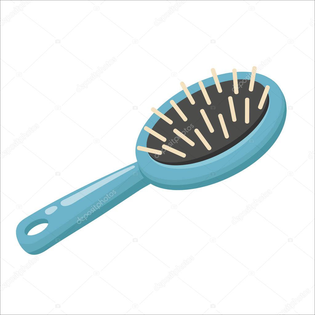 hair brush or comb flat icon isolated on white 