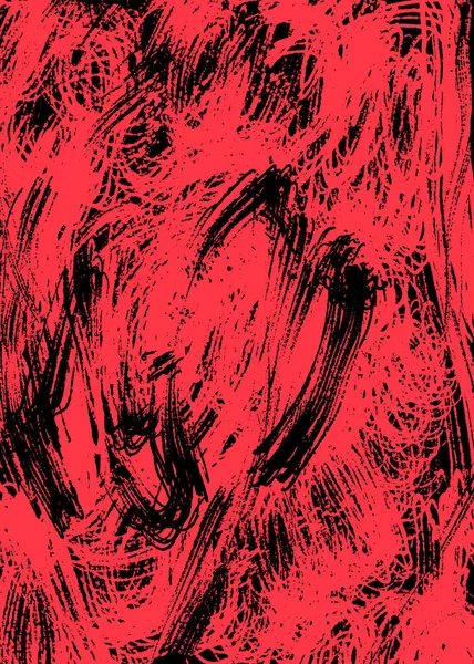 抽象涂刷笔划丙烯酸和水彩画 彩色纹理背景 红色黑色背景 — 图库照片