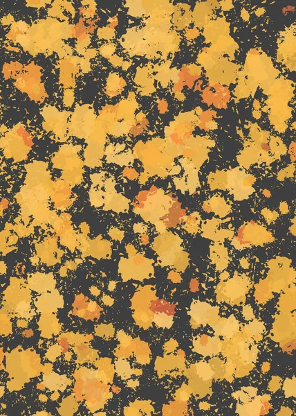 Kısa el darbeleriyle küçük bir desen. Siyah lekeli arka plan fırça darbeleri. Leke. siyah sarı