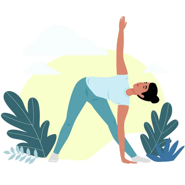 Chica Haciendo Yoga Estilo Vida Saludable Concepto Yoga — Archivo Imágenes Vectoriales
