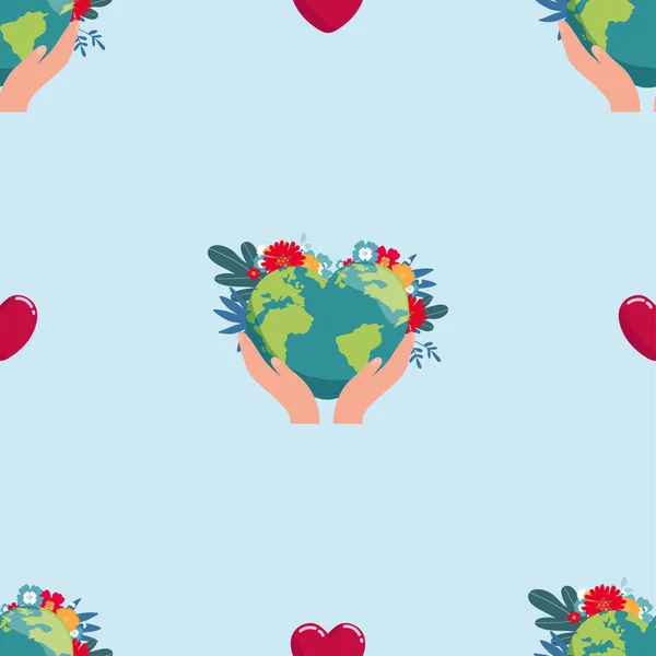 Earth Day Illustration Planet Heart World Map Background April Environment — Stock Vector