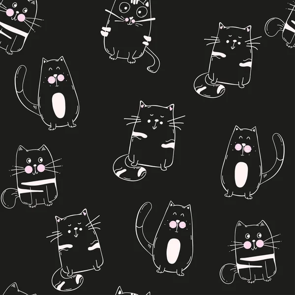 Seamless Pattern Cute Kittens Creative Childish Texture Great Fabric Textile — Vector de stock