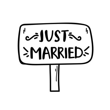 Sadece evli el yazı düğün kartları ve davet için kalpleri arka plan ile. Vektör çizim.