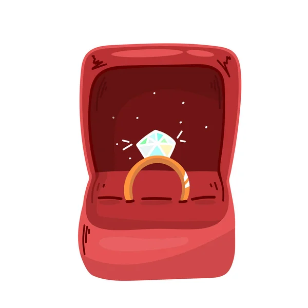 結婚指輪は ボックス内のドアのスタイルでダイヤモンドを描きます ベクターイラスト — ストックベクタ