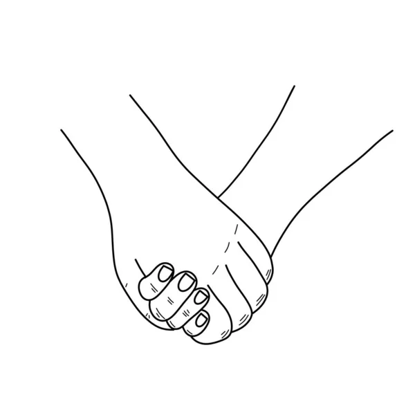 Hand Vasthouden Vector Illustratie Hand Getekend Paar Hand Hand Affiche — Stockvector