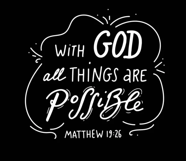 God All Things Possible Scripture Shirts Design Hand Drawn Lettering — Stock Vector