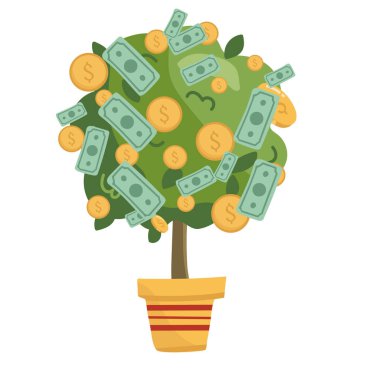money tree, concept illustration of business growth and investment. Vector illustration.