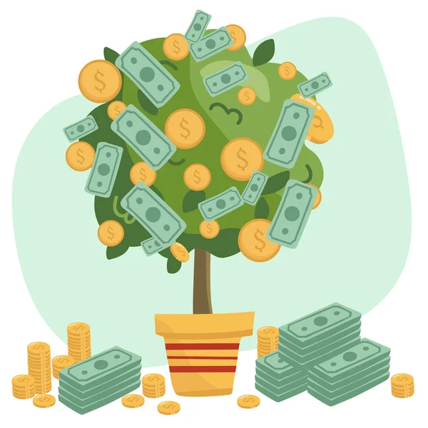 money tree, concept illustration of business growth and investment. Vector illustration.