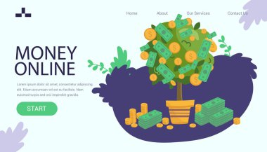 Isome konsepti e-bankacılık. ATM olarak para dağıtan bir bilgisayar. E-ticaret ve mobil bankacılık. Vektör çizimi. Vektör illüstrasyon iniş sayfası.
