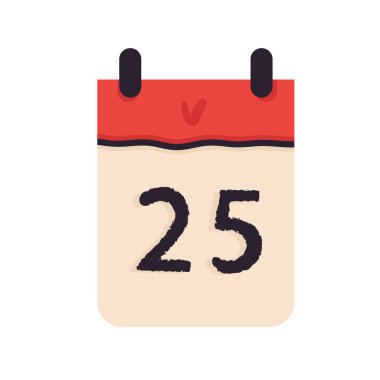 Vektör çizim. Noel takvim simgesini kar taneleri ve şapka ile. Noel kavramı.